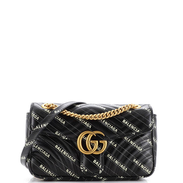 Gucci x Balenciaga The Hacker Project GG Marmont Flap Bag Printed Matelasse Leather Small