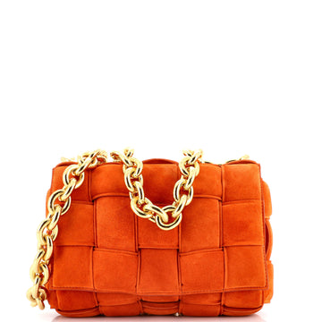Bottega Veneta Cassette Chain Crossbody Bag Padded Maxi Intrecciato Suede