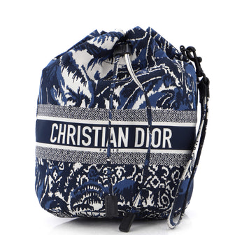 Christian Dior Logo Travel Drawstring Pouch Printed Fabric