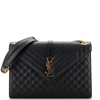 Saint Laurent Classic Monogram Envelope Satchel Mixed Matelasse Leather Large