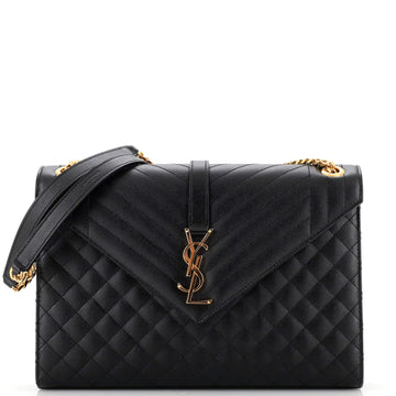Saint Laurent Classic Monogram Envelope Satchel Mixed Matelasse Leather Large