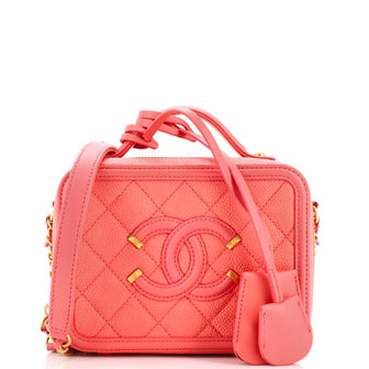 Chanel Filigree Vanity Case Quilted Caviar Small