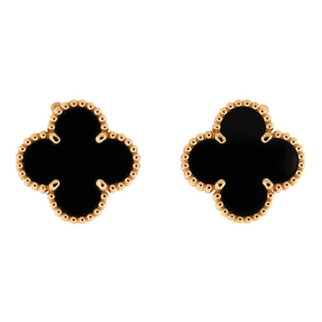 Van Cleef & Arpels Vintage Alhambra Earrings 18K Yellow Gold and Onyx
