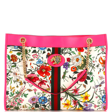 Gucci Rajah Chain Tote Flora Canvas Large