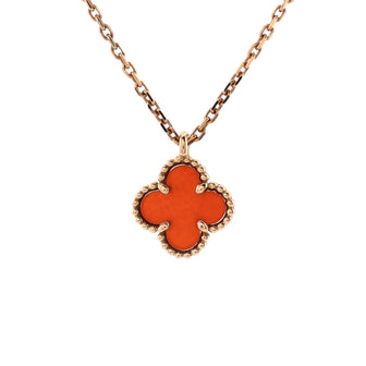 Van Cleef & Arpels Sweet Alhambra Pendant Necklace 18K Rose Gold and Carnelian