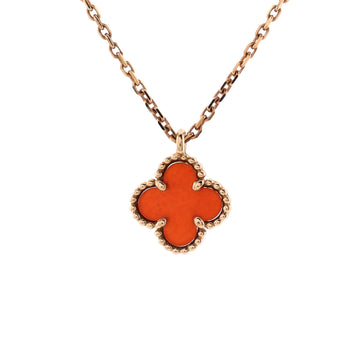 Van Cleef & Arpels Sweet Alhambra Pendant Necklace 18K Rose Gold and Carnelian