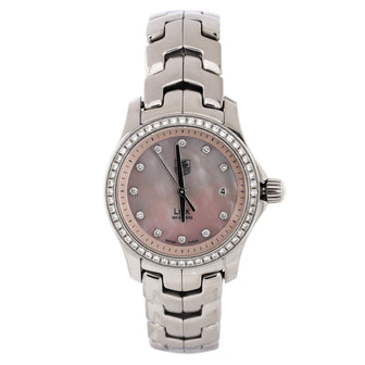 Tag Heuer Link Quartz Watch Stainless Steel with Diamond Bezel and Markers and Mother of Pearl 27