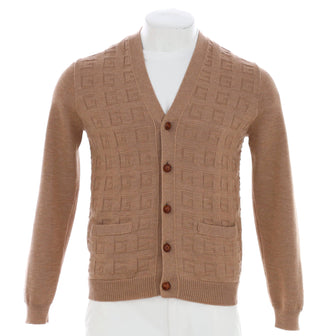 Gucci Men's V-Neck Open Cardigan GG Jacquard Wool