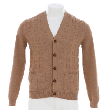 Gucci Men's V-Neck Open Cardigan GG Jacquard Wool