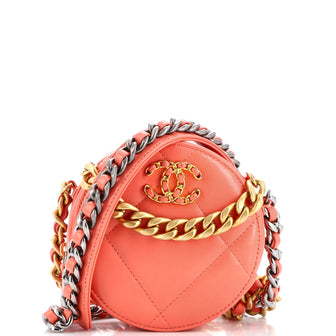 Chanel 19 Round Clutch with Chain Quilted Leather