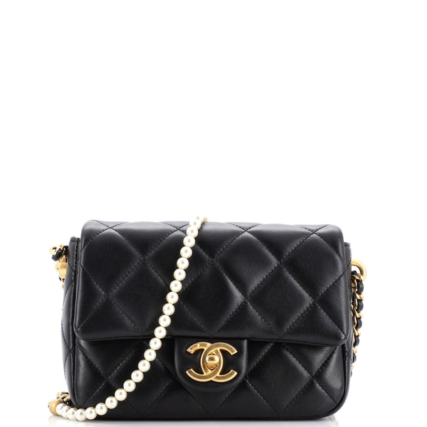 My Perfect Adjustable Chain Flap Bag Quilted Lambskin with Pearls Mini