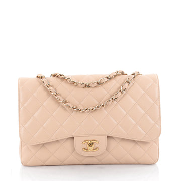 Chanel Classic Single Flap Bag Quilted Caviar Jumbo Neutral