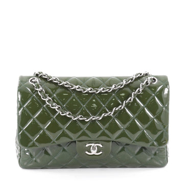 Chanel Classic Double Flap Bag Quilted Patent Jumbo 