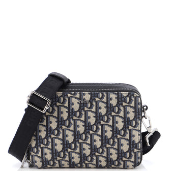 Christian Dior Double Zip Crossbody Pouch Oblique Canvas