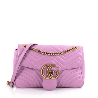 Gucci Marmont Flap Bag Matelasse Leather Medium Pink 2128101