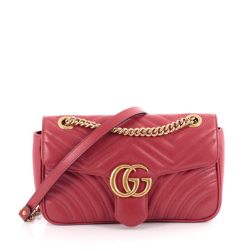Gucci Marmont Flap Bag Matelasse Leather Small Red 2128102