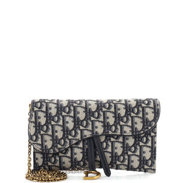 Christian Dior Saddle Chain Wallet Oblique Canvas