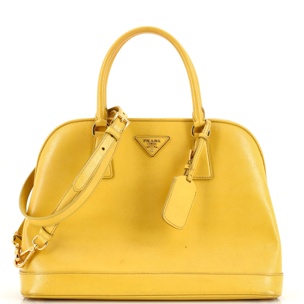 Prada Open Promenade Bag Saffiano Leather Large Yellow 2115023