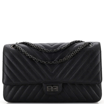 Chanel So Black Reissue 2.55 Flap Bag Chevron Sheepskin 226