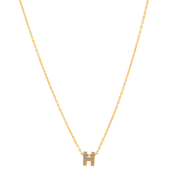Hermes Red Enamel Gold Plated Mini Pop H Pendant Necklace - Yoogi's Closet