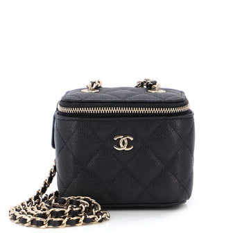 Chanel Classic Vanity Case with Chain Quilted Caviar Mini