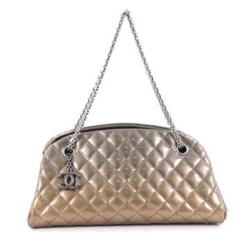 Chanel Just Mademoiselle Degrade Handbag Quilted Patent Medium Gold