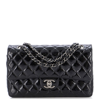 Chanel Classic Double Flap Bag Quilted Crinkled Patent Medium