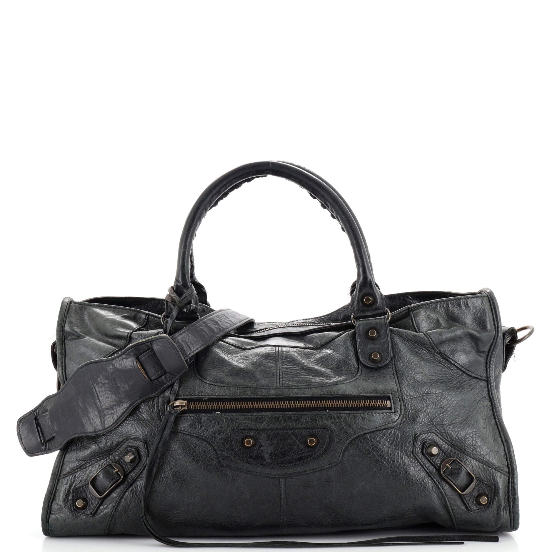 Balenciaga Part Time Classic Studs Bag Leather Black 2130132