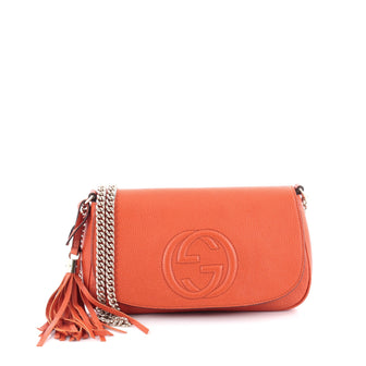 Gucci Soho Chain Strap Crossbody Bag Leather Medium Orange 2130801