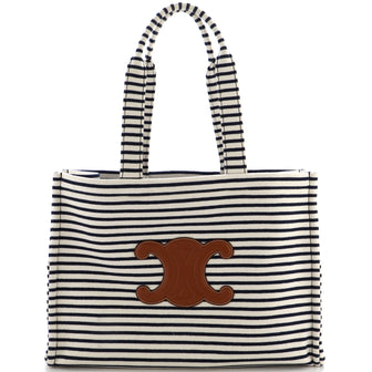 Celine Cabas Thais Tote Triomphe Striped Canvas Large