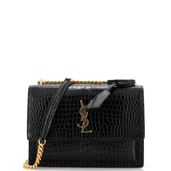 Saint Laurent Sunset Crossbody Bag Crocodile Embossed Leather Medium