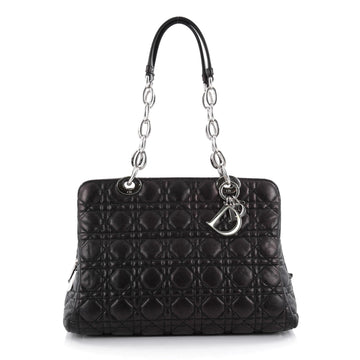 Christian Dior Soft Zipped Shopping Tote Cannage Quilt Black 2131201