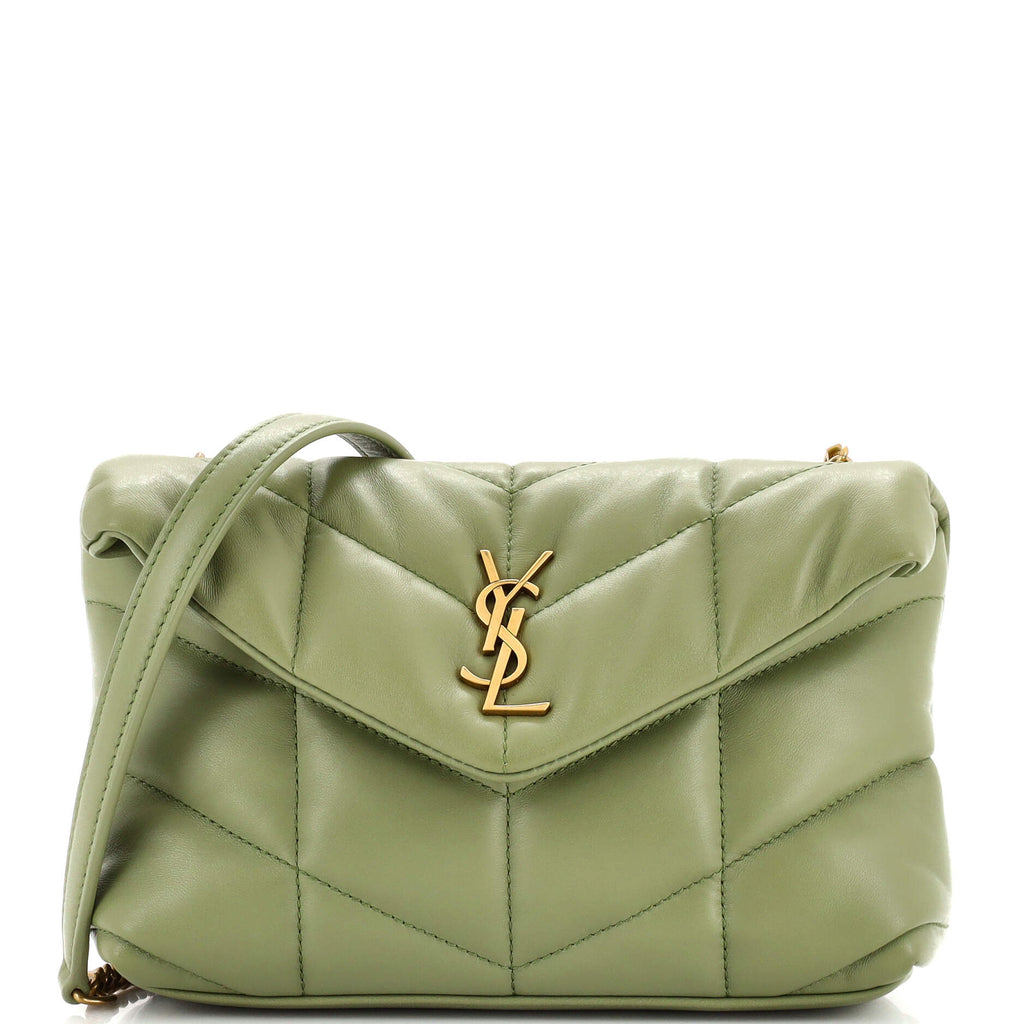Saint Laurent LouLou Puffer Shoulder Bag Quilted Leather Mini Green 2131491