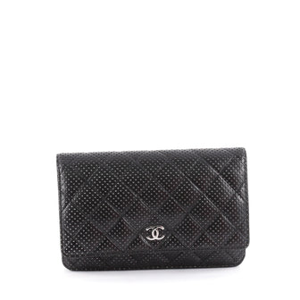 Chanel CC Wallet Quilted Perforated Leather Black