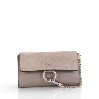 Chloe Faye Shoulder Bag Leather and Suede Mini Gray 2131605