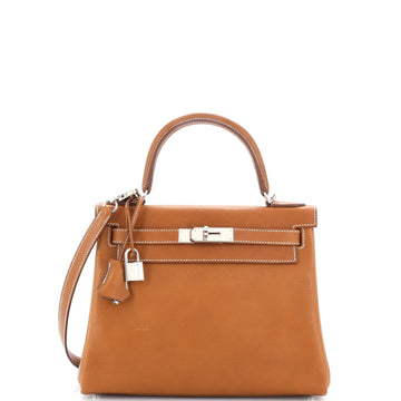 Hermes Kelly Handbag Brown Barenia Faubourg with Palladium Hardware 28