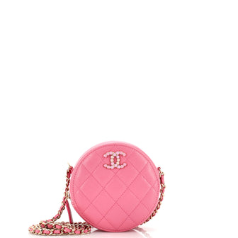 Chanel Round Clutch with Chain Quilted Caviar with Lacquered Metal