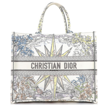 Christian Dior Book Tote Embroidered Canvas Large