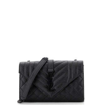 Saint Laurent Classic Monogram Envelope Satchel Mixed Matelasse Leather Small