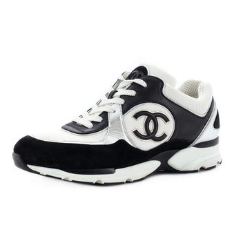Chanel Women's CC Low-Top Sneakers Leather and Fabric with Suede