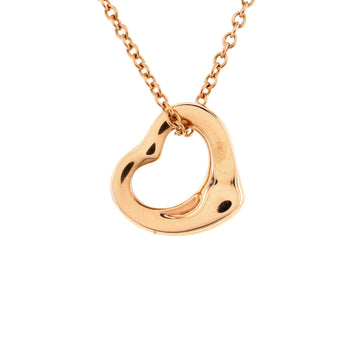 Tiffany & Co. Elsa Peretti Open Heart Pendant Necklace 18K Rose Gold 11mm