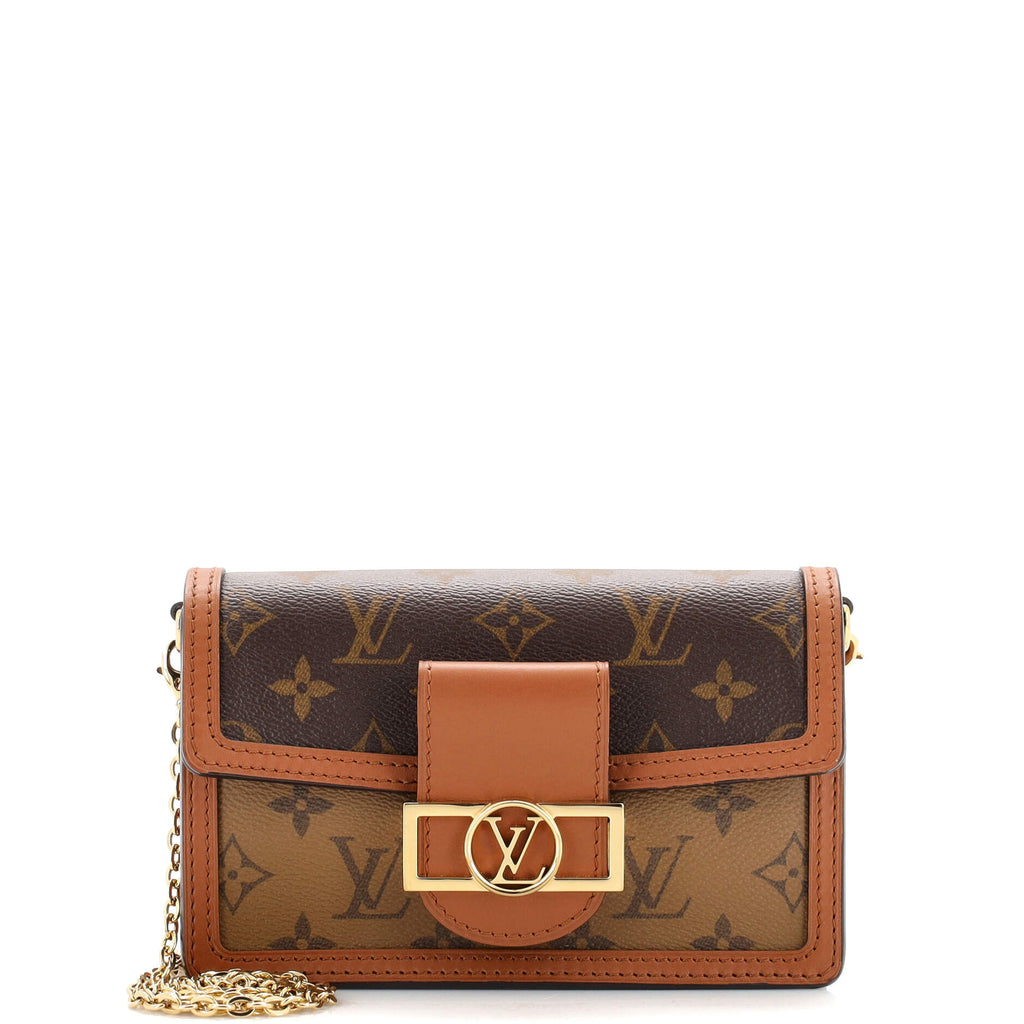 Louis Vuitton Dauphine Chain Wallet Monogram Reverse Brown in