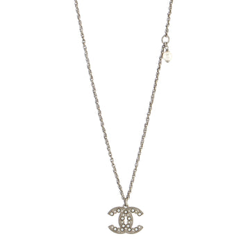 Chanel CC Pendant Necklace Metal with Crystals and Faux Pearls