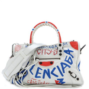 Balenciaga City Graffiti Classic Studs Bag Leather Small
