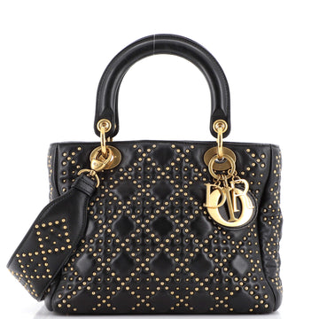 Christian Dior Supple Lady Dior Bag Cannage Studded Lambskin Medium