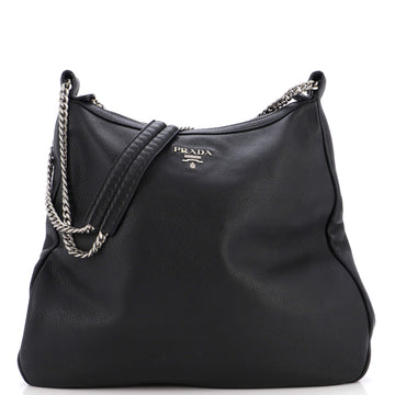 Prada Lux Chain Top Zip Hobo Vitello Daino Large