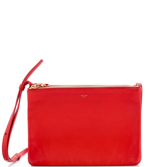 Celine Trio Crossbody Bag Leather Large Red 213296115