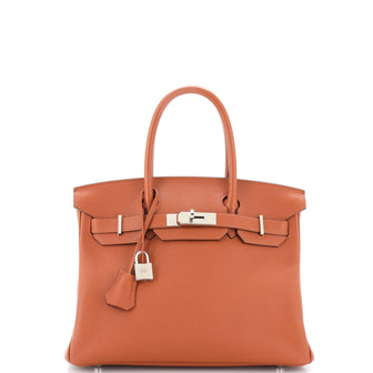 Hermes Birkin Handbag Brown Novillo with Palladium Hardware 30