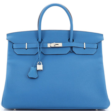 Hermes Birkin Handbag Blue Togo with Palladium Hardware 40