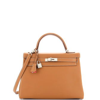 Hermes Kelly Handbag Verso Evercolor with Palladium Hardware 32